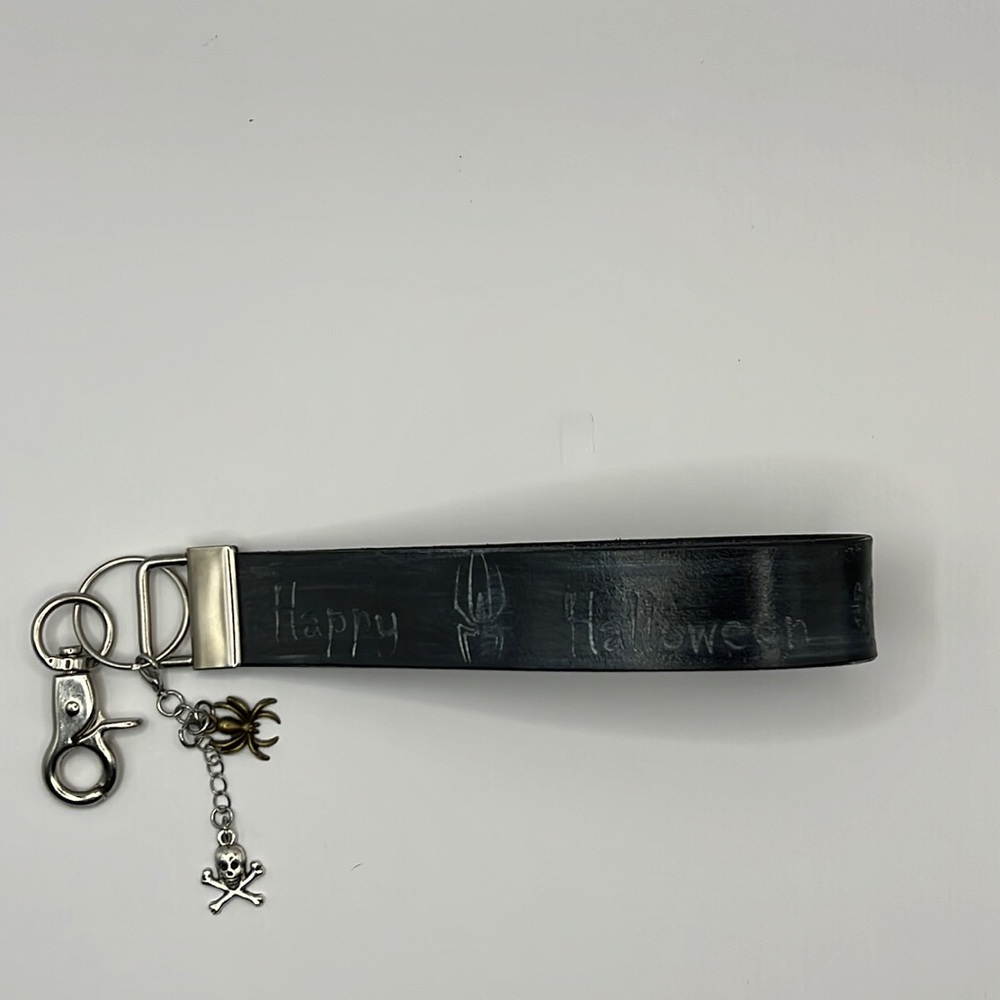 HAND CRAFTED HANDMADE Halloween Leather
Custom Laser Engraved Key Fob Key Chain